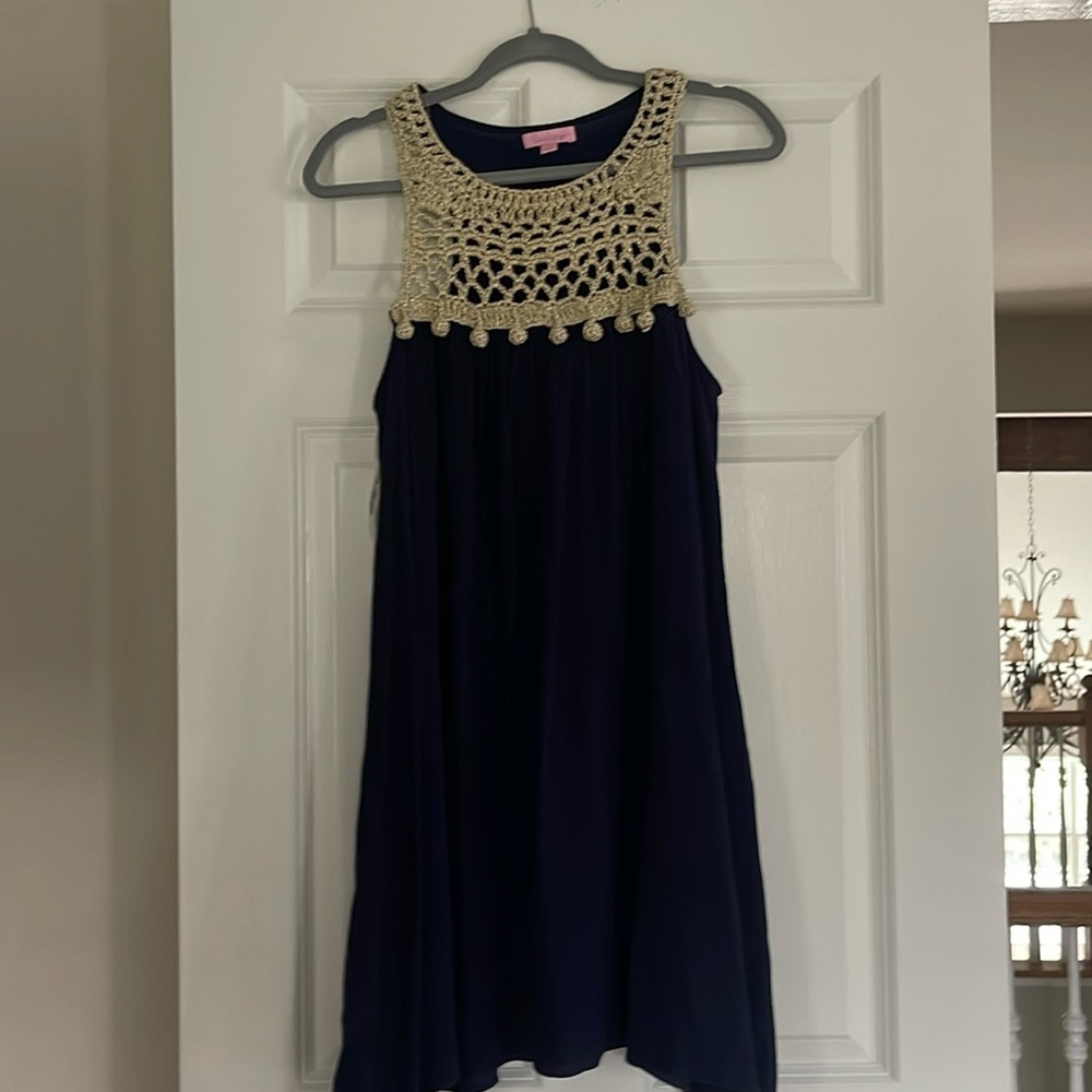 Lily Pulitzer Navy and gold dress